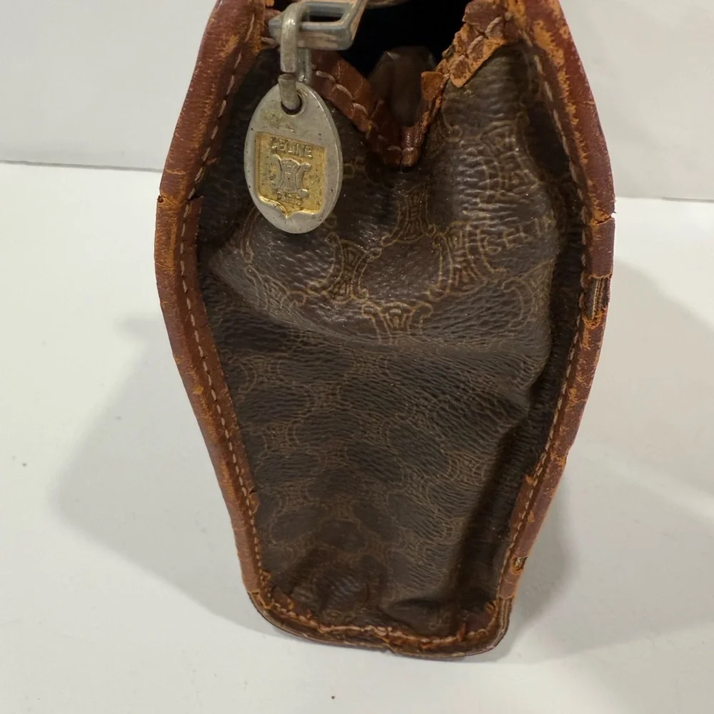 Celine Clutch Bag Purse Macadam PVC Brown Authentic - Picture 4 of 12